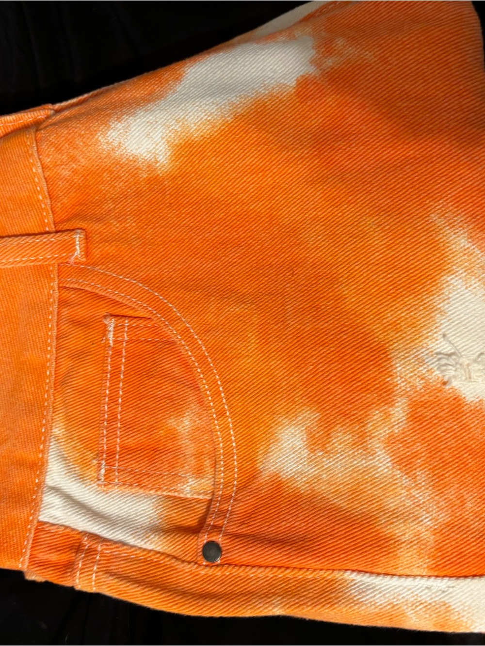 MAC Cosmetics Orange and White Tie-Dye Cargo Pants